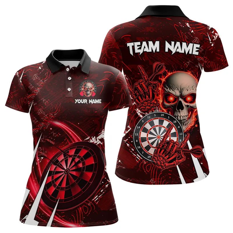 Personalisierte Rote 3D Skull Darts Polo Shirts - Individuelles Darts Liga Team Trikot T3367 - Outfitsuche