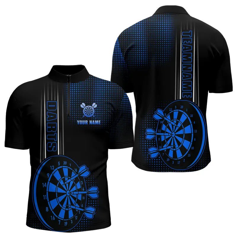 Personalisierte Schwarz - Blau Darts Polo - Shirt, Maßgeschneiderte Dart - Outfits Team - Trikots N9498 - Outfitsuche