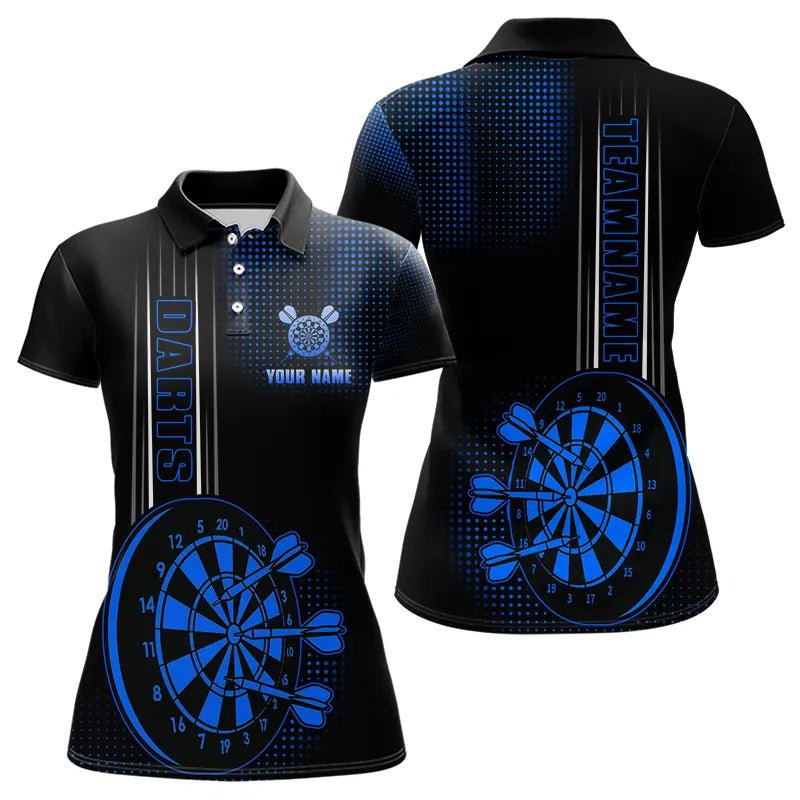 Personalisierte Schwarz - Blau Darts Polo - Shirt, Maßgeschneiderte Dart - Outfits Team - Trikots N9498 - Outfitsuche