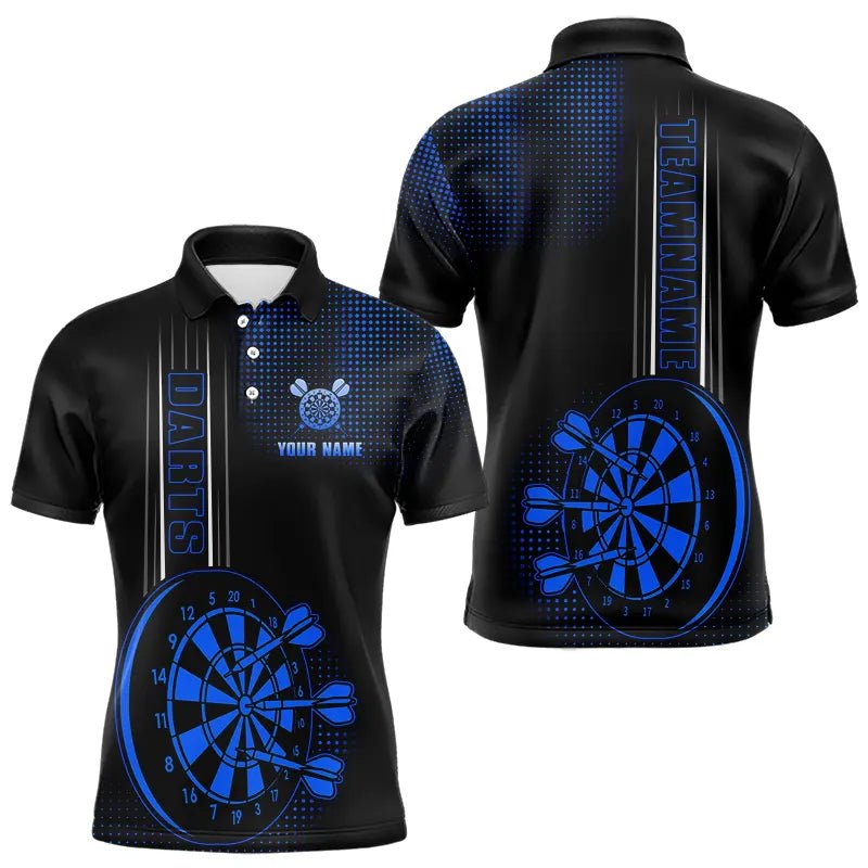 Personalisierte Schwarz - Blau Darts Polo - Shirt, Maßgeschneiderte Dart - Outfits Team - Trikots N9498 - Outfitsuche