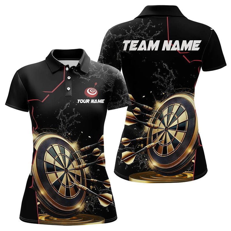 Personalisierte Schwarz - Goldene Darts Poloshirts mit Leuchteffekten für Teams T3311 - Outfitsuche