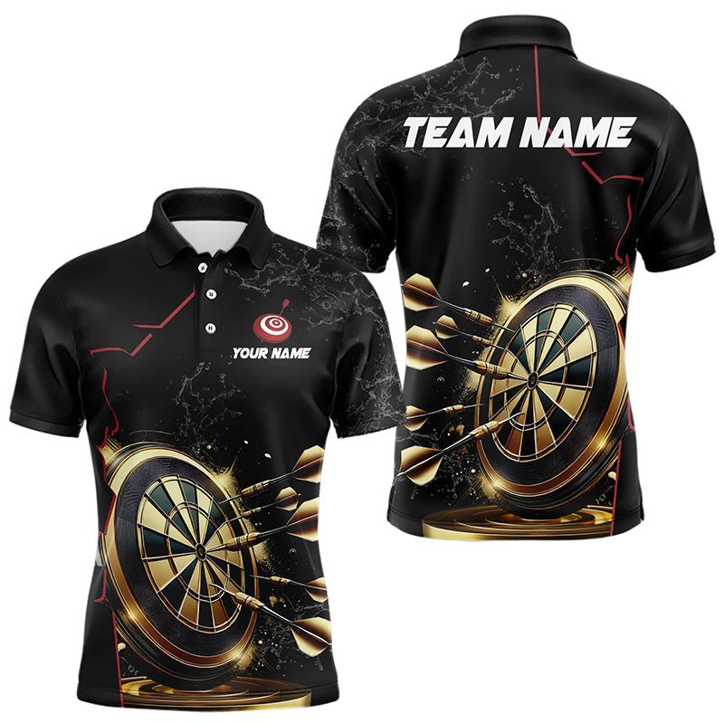 Personalisierte Schwarz - Goldene Darts Poloshirts mit Leuchteffekten für Teams T3311 - Outfitsuche