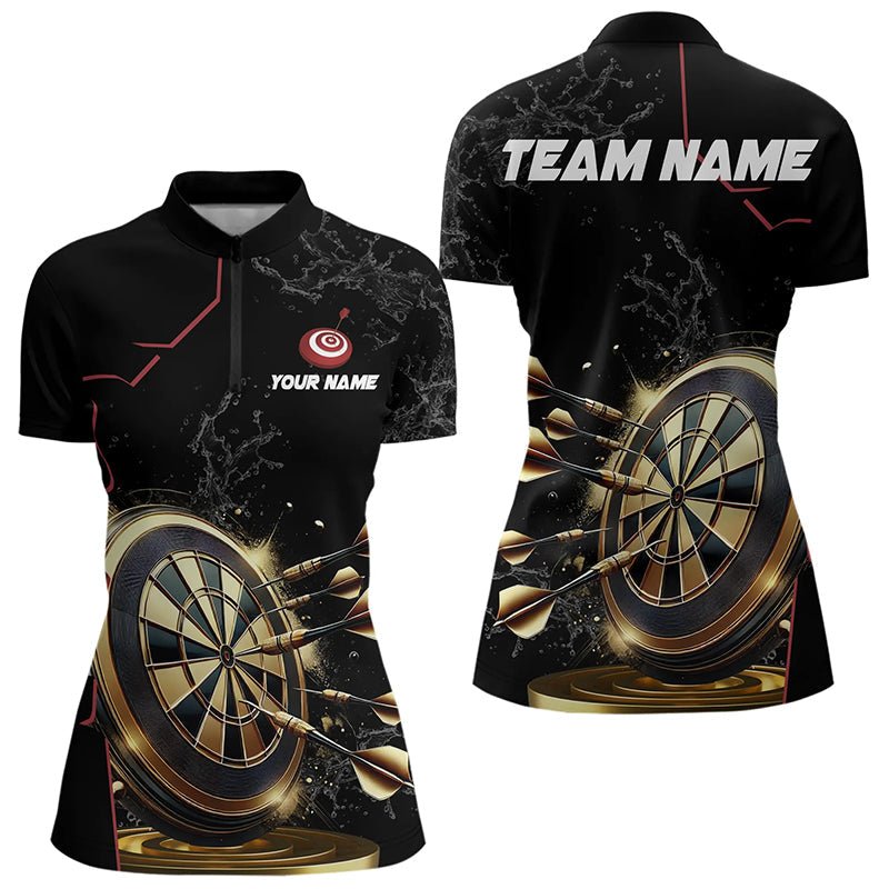 Personalisierte Schwarz - Goldene Darts Poloshirts mit Leuchteffekten für Teams T3311 - Outfitsuche