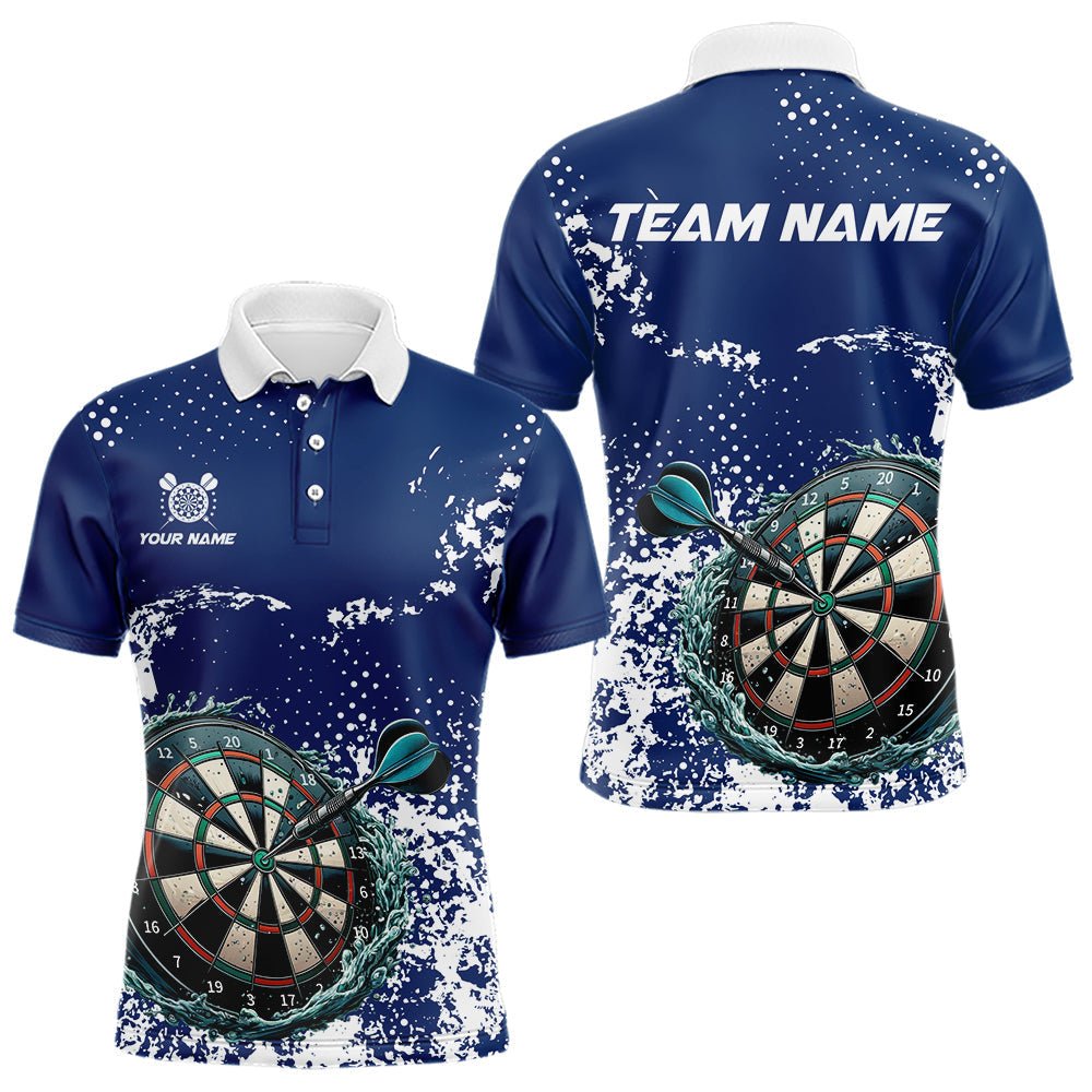 Personalisierte Weiße & Blaue Grunge Darts Polo - Shirts – Individuelles Dart - Outfit Team - Trikot N9510 - Outfitsuche
