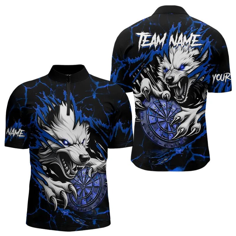 Personalisierte Wolf Lightning Darts Polo Shirts | Blau T3610 - Outfitsuche
