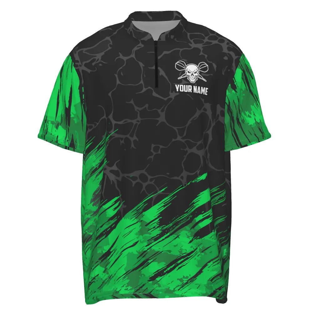Personalisiertes 3D All Over Print Dartshirt mit Totenkopf-Motiv, grün-schwarz, Herren Darttrikot t6853 green - Outfitsuche