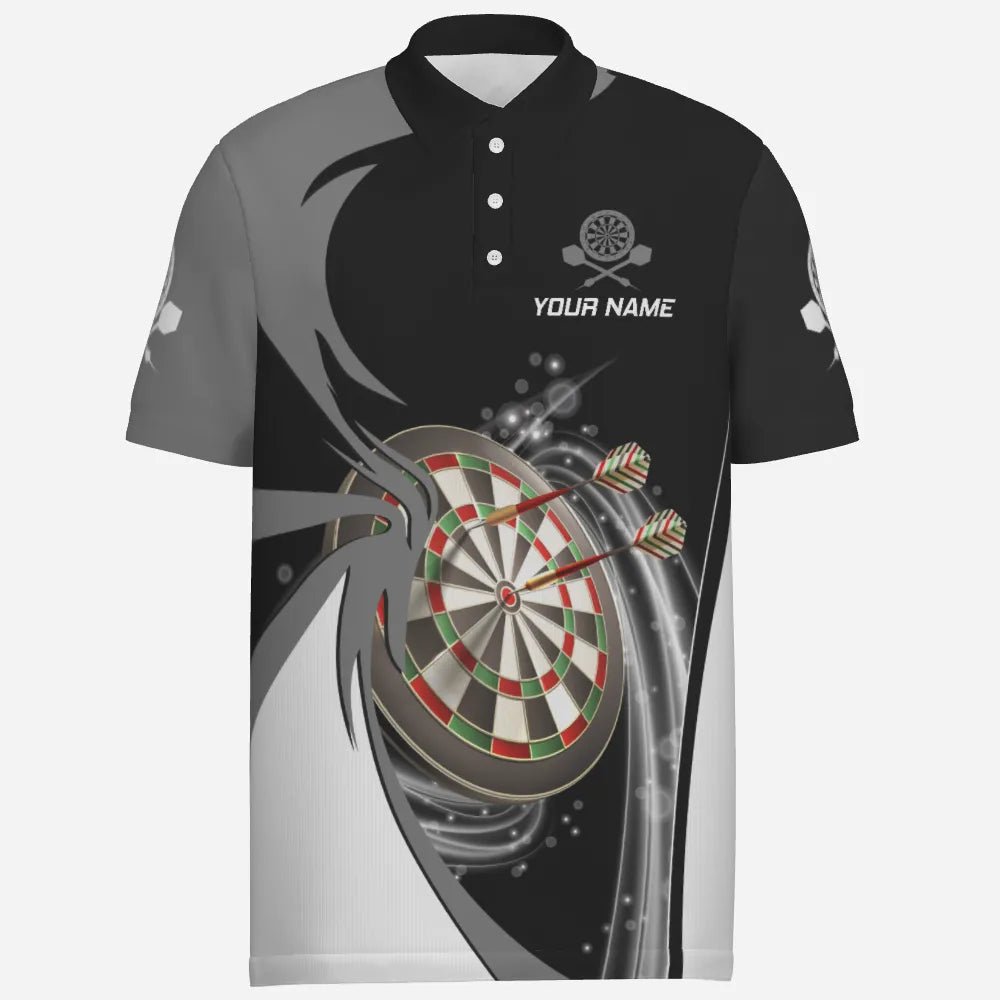 Personalisiertes Darts Poloshirt für Herren – Grusel-Geist Schwarz-Weiß L2060