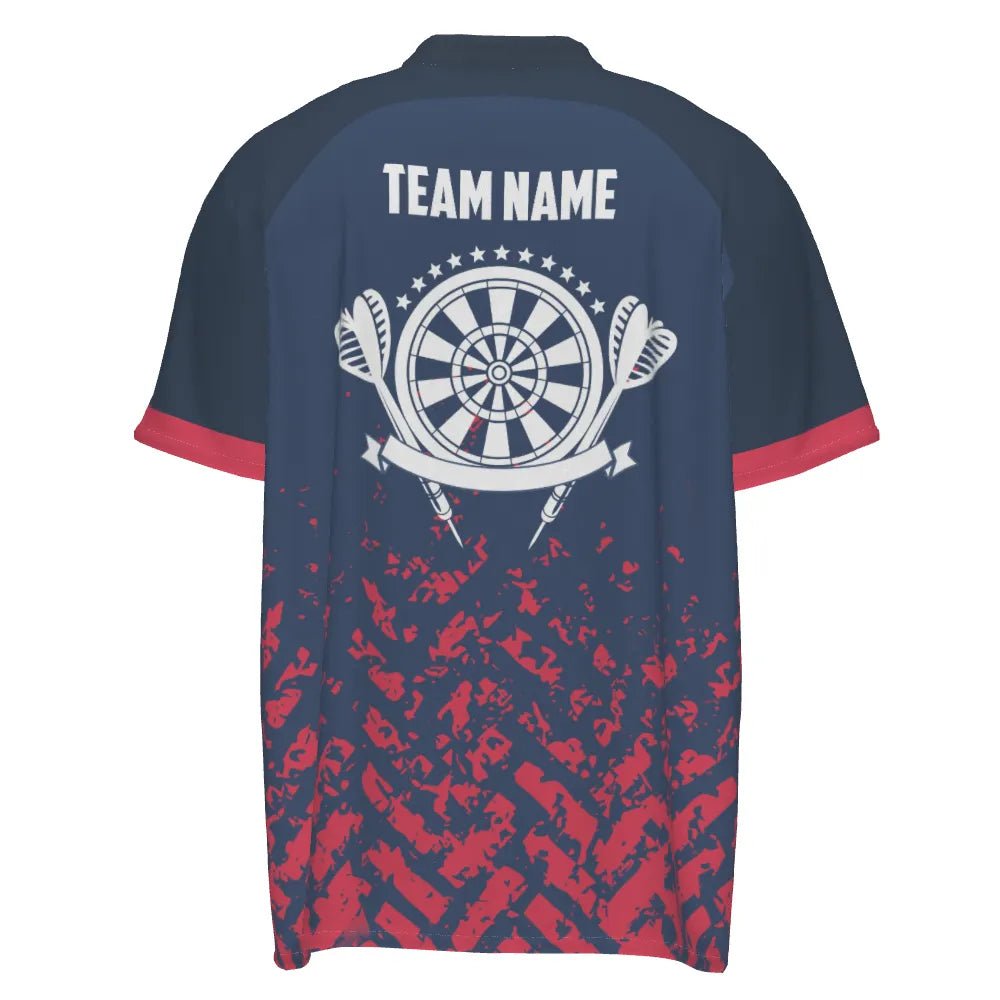 Personalisiertes Herren Darts Polo Shirt in Blau und Rot, individuell anpassbares Dart-Team-Shirt für Männer, Dart Trikot h6662 - Outfitsuche