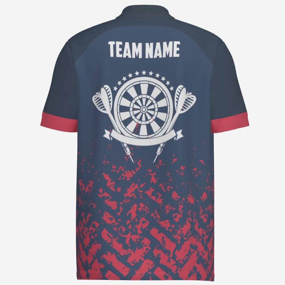 Personalisiertes Herren Darts Polo Shirt in Blau und Rot, individuell anpassbares Dart-Team-Shirt für Männer, Dart Trikot N837 - Outfitsuche