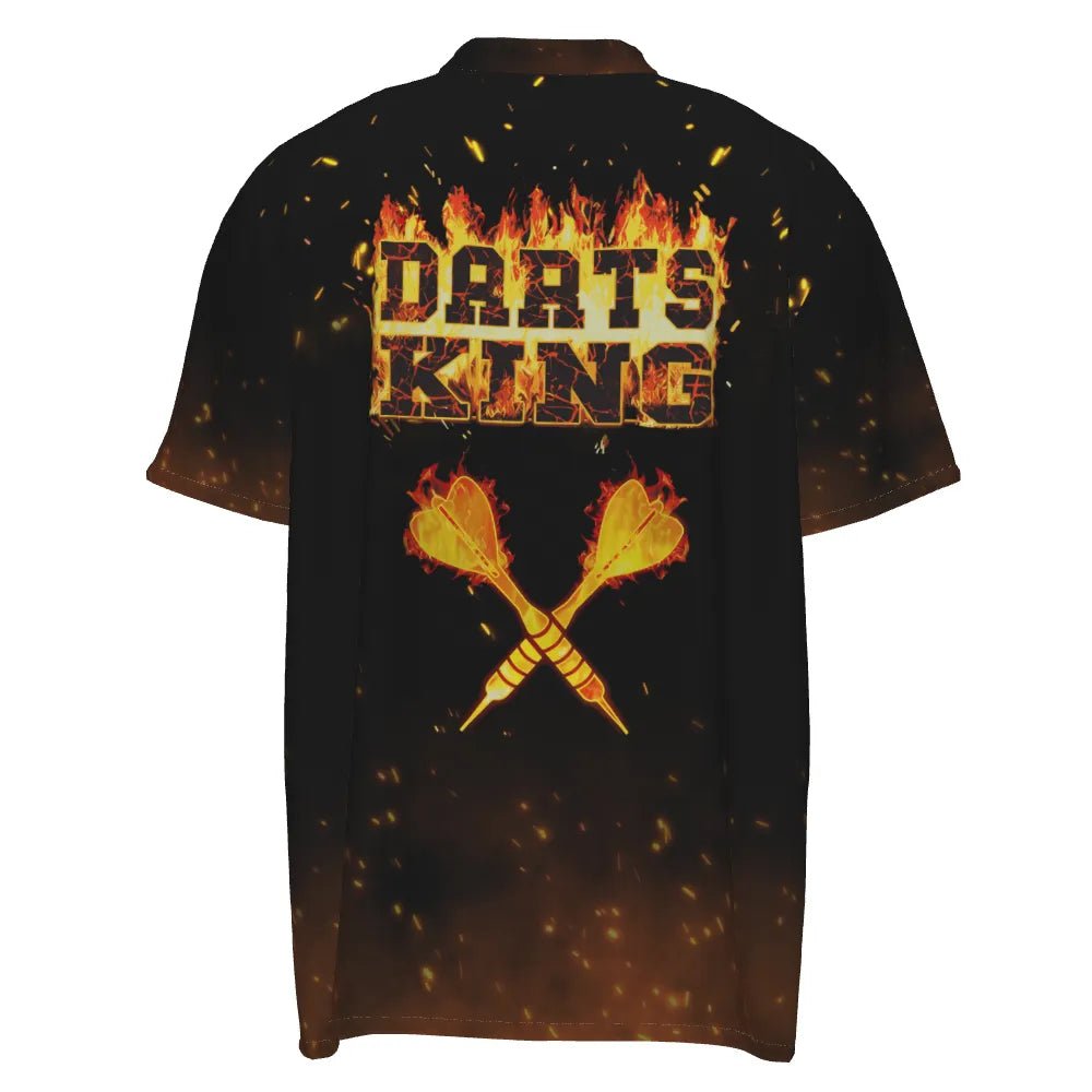 Personalisiertes Herren Polo Shirt mit Flammen Darts König Motiv, individuell anpassbares Feuer Darts Trikot für Männer C238 - Outfitsuche