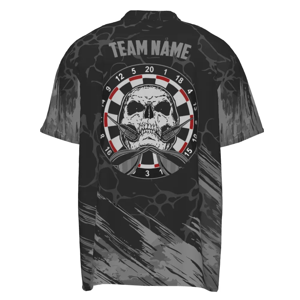 Personalisiertes Herren Polo-Shirt mit Totenkopf-Motiv, grau-schwarze Dart-Trikots für Männer F917 - Outfitsuche