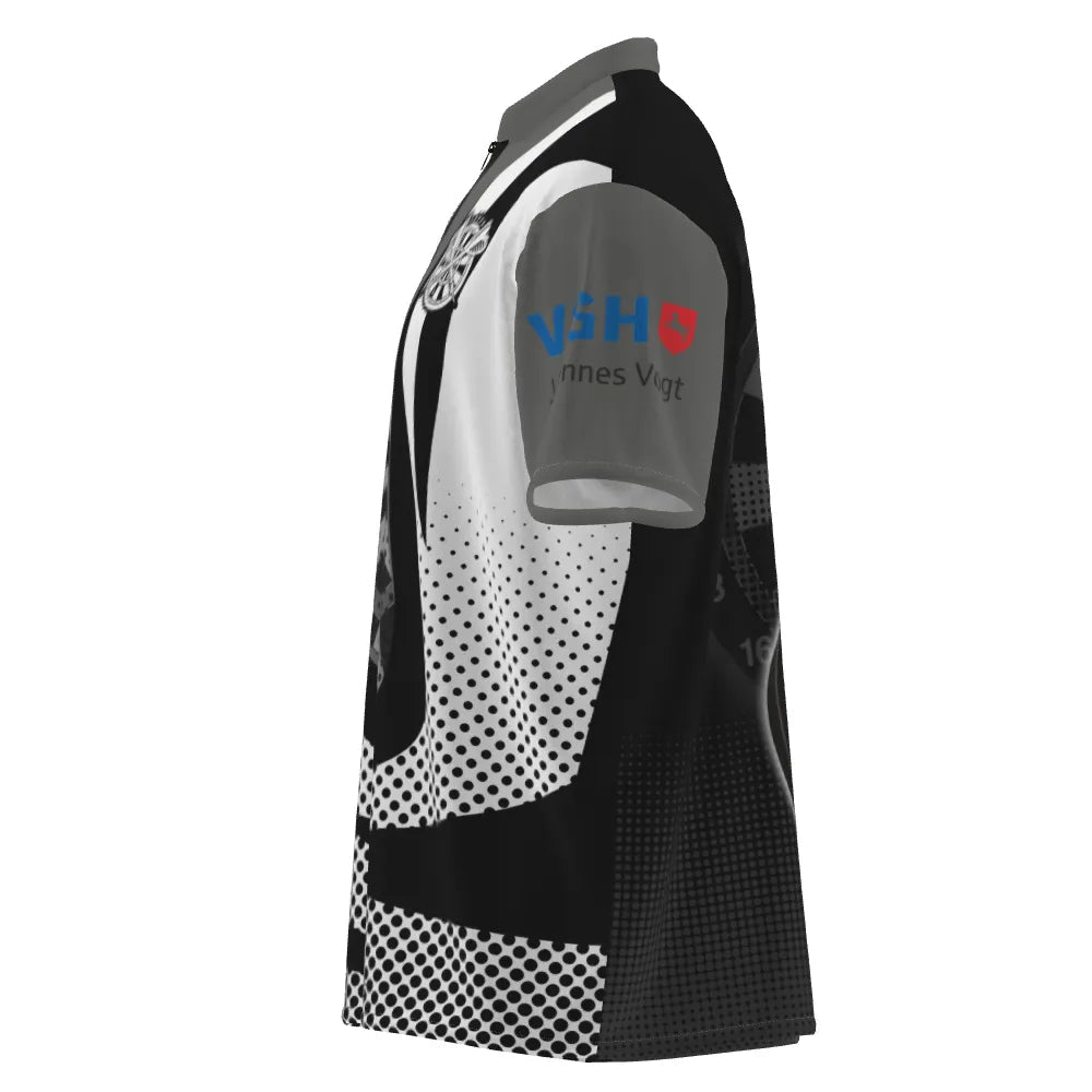 Personalisiertes Schwarz-Weißes 3D-Darts-Quarter-Zip-Shirt Kh7883 - Outfitsuche