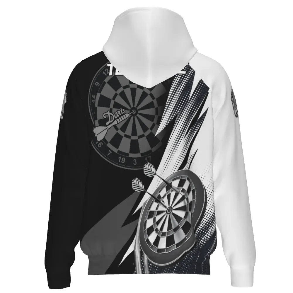 Personalisiertes Schwarz-Weißes Herren Darts Kapuzenjacke, individuell anpassbares cooles Darts Jacke für Männer, Team Jacke O5645 - Outfitsuche