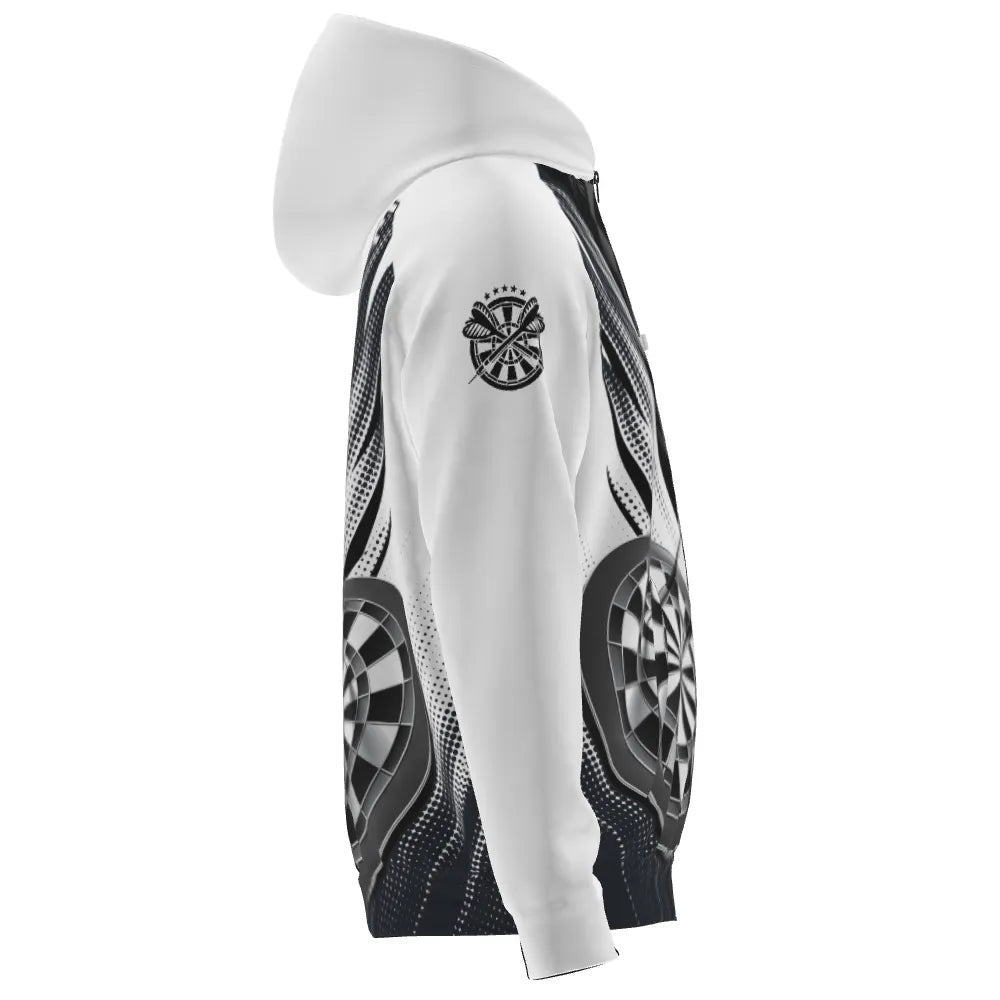 Personalisiertes Schwarz-Weißes Herren Darts Kapuzenjacke, individuell anpassbares cooles Darts Jacke für Männer, Team Jacke O5645 - Outfitsuche