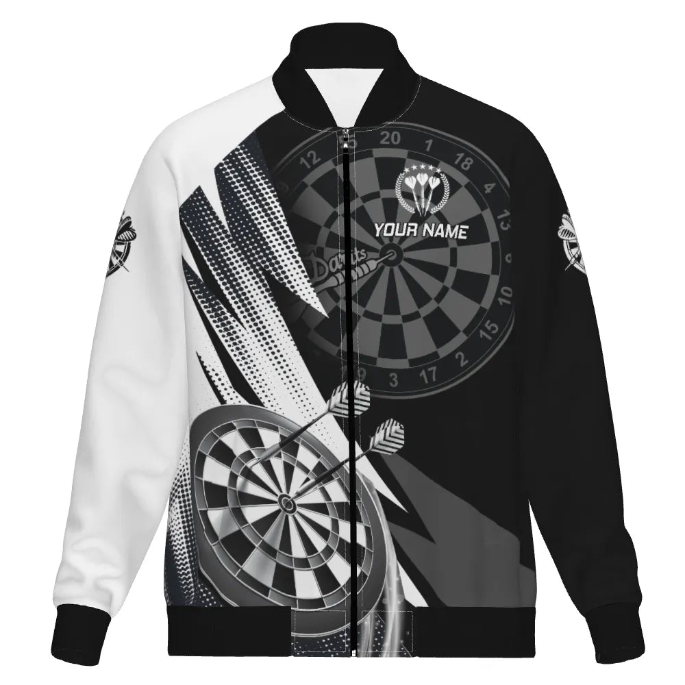 Personalisiertes Schwarz-Weißes Herren Darts Kapuzenjacke, individuell anpassbares cooles Darts Jacke für Männer, Team Jacke O5645 - Outfitsuche