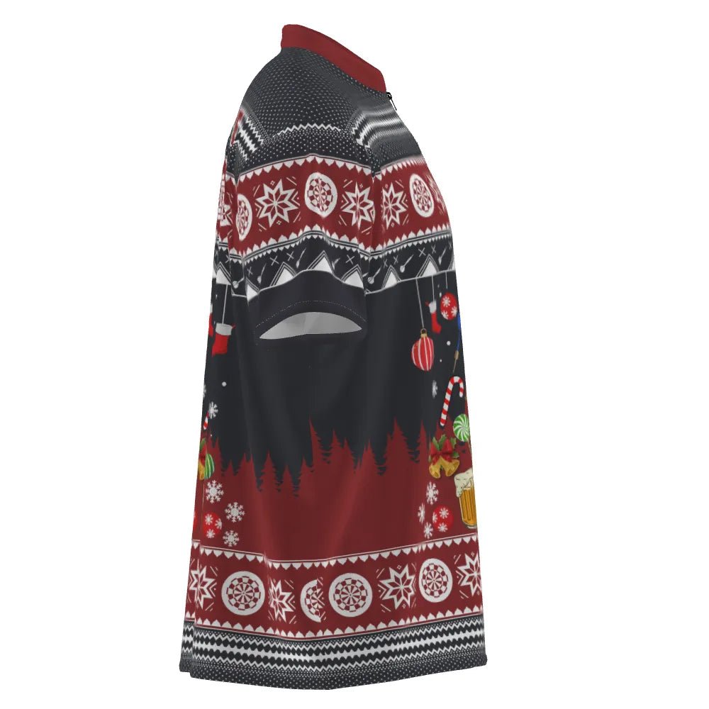 Personalisiertes Weihnachts-Darts Herren Polo Shirt, individuell anpassbares Winter-Darts Shirt für Männer, Dart Trikot V118 - Outfitsuche