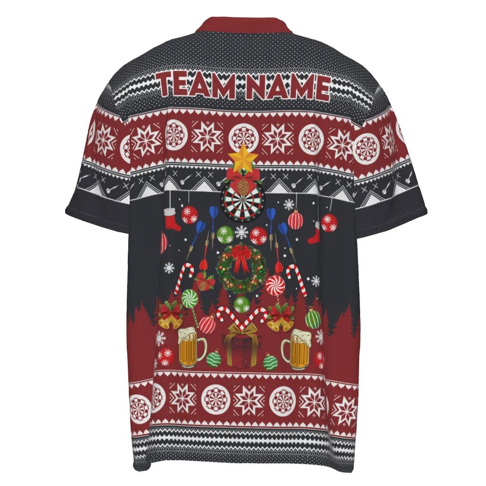 Personalisiertes Weihnachts-Darts Herren Polo Shirt, individuell anpassbares Winter-Darts Shirt für Männer, Dart Trikot V118 - Outfitsuche