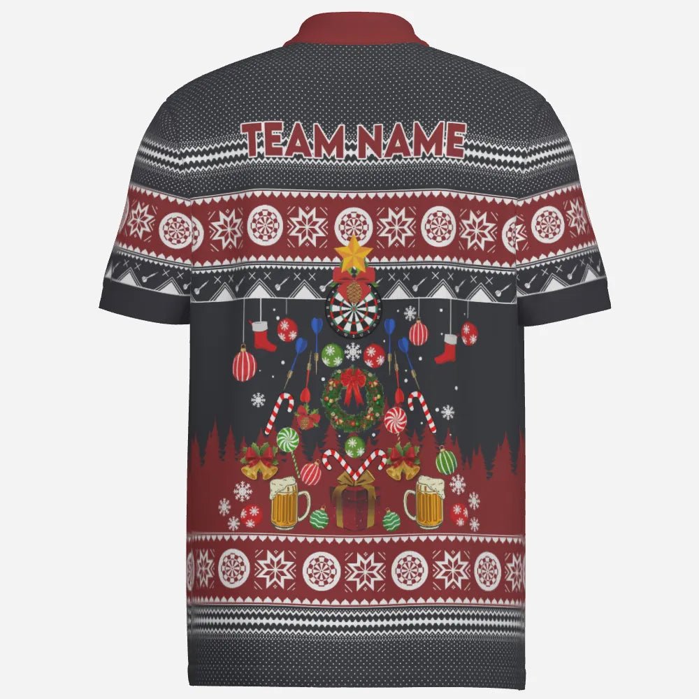 Personalisiertes Weihnachts-Darts Herren Polo Shirt, individuell anpassbares Winter-Darts Shirt für Männer, Dart Trikot V118 - Outfitsuche