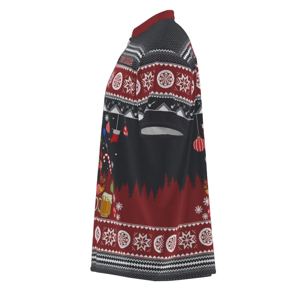 Personalisiertes Weihnachts-Darts Herren Polo Shirt, individuell anpassbares Winter-Darts Shirt für Männer, Dart Trikot V118 - Outfitsuche