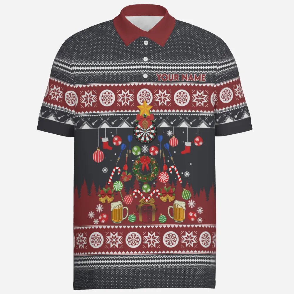 Personalisiertes Weihnachts-Darts Herren Polo Shirt, individuell anpassbares Winter-Darts Shirt für Männer, Dart Trikot V118 - Outfitsuche