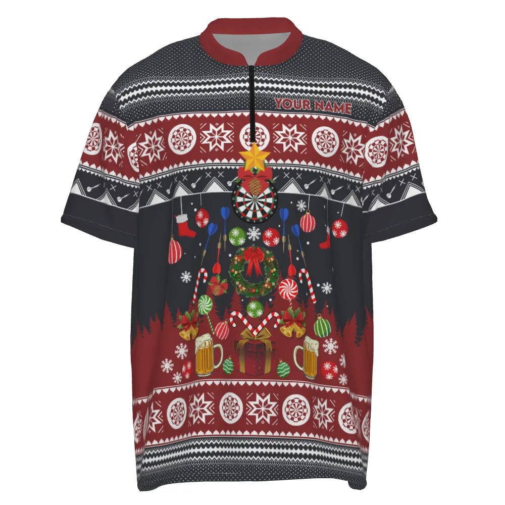 Personalisiertes Weihnachts-Darts Herren Polo Shirt, individuell anpassbares Winter-Darts Shirt für Männer, Dart Trikot V118 - Outfitsuche