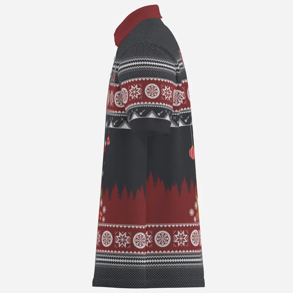 Personalisiertes Weihnachts-Darts Herren Polo Shirt, individuell anpassbares Winter-Darts Shirt für Männer, Dart Trikot V118 - Outfitsuche
