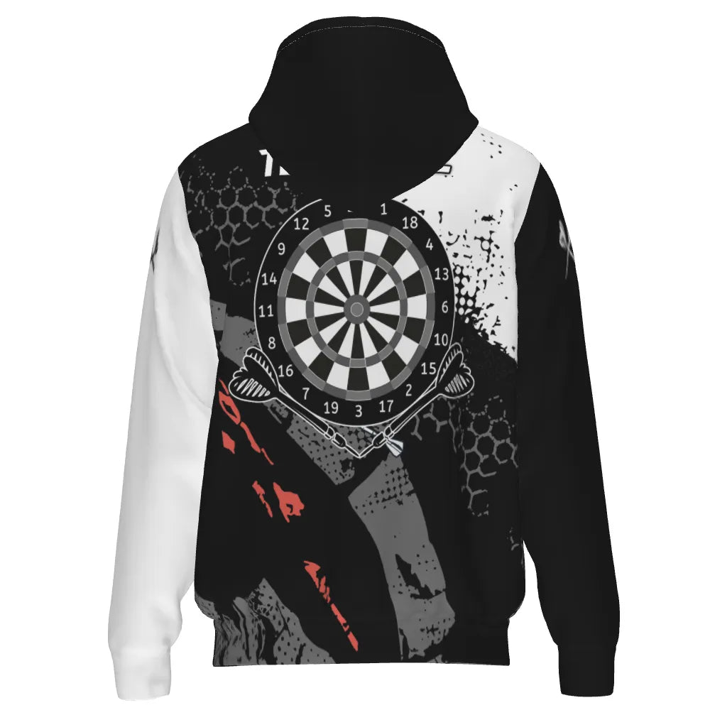 Retro Herren Darts Kapuzenjacke mit individuellem Schwarz-Weiß-Muster, Dart Team Jackes für Männer y5462 - Outfitsuche