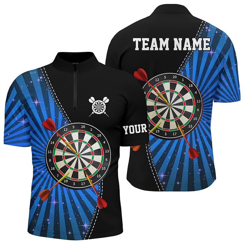 Schwarzes Blau Halo Herren Darts Polo Shirt | Individuelles Cooles Darts Shirt für Männer | Dart Trikots L1462 - Outfitsuche