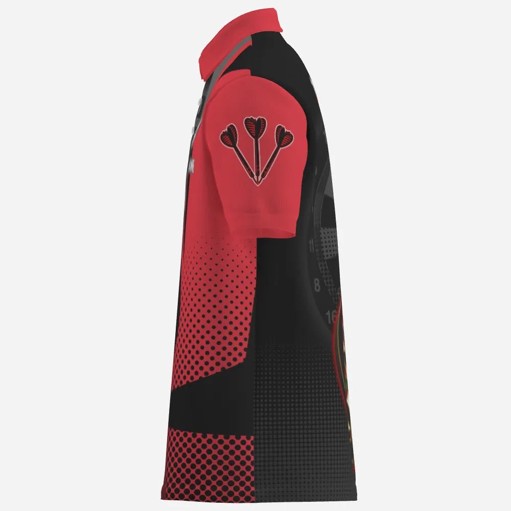 Schwarzes rotes 3D Herren Darts Polo Shirt M297 - Outfitsuche