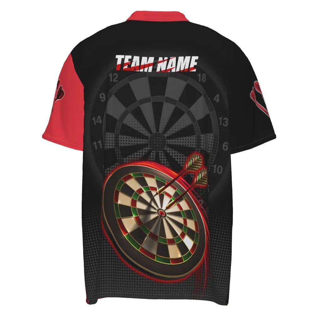 Schwarzes rotes 3D Herren Darts Polo Shirt M297 - Outfitsuche