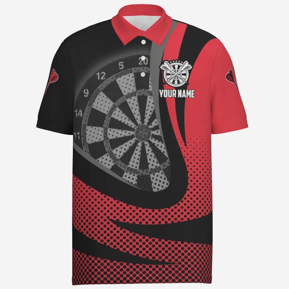 Schwarzes rotes 3D Herren Darts Polo Shirt M297 - Outfitsuche