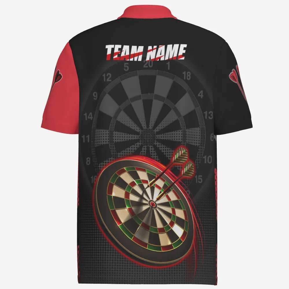 Schwarzes rotes 3D Herren Darts Polo Shirt M297 - Outfitsuche