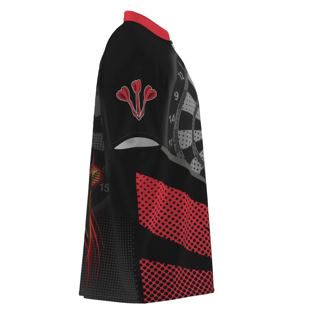 Schwarzes rotes 3D Herren Darts Polo Shirt M297 - Outfitsuche
