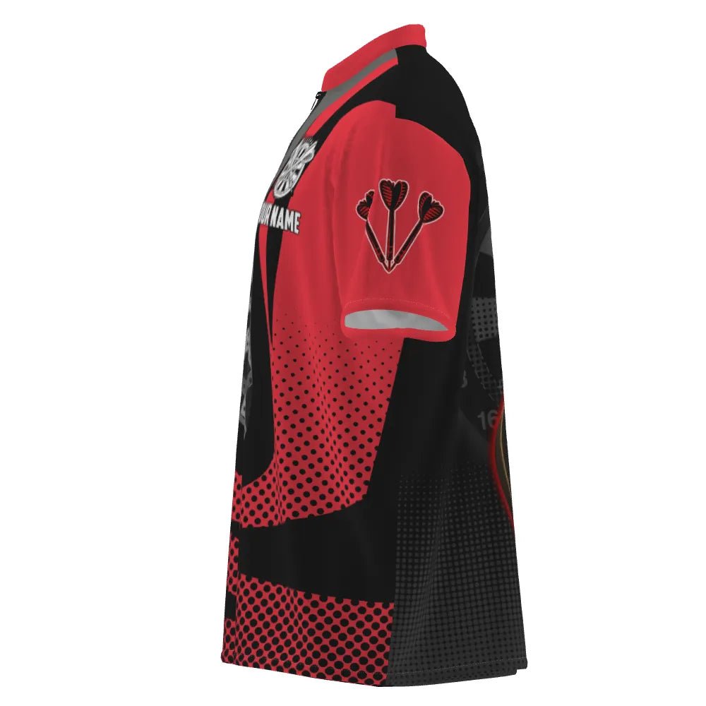 Schwarzes rotes 3D Herren Darts Polo Shirt M297 - Outfitsuche