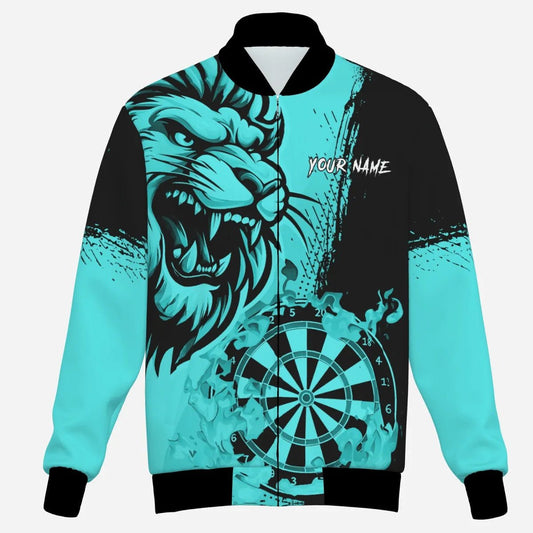 Türkisfarbener Lustiger Darts - Flammenlöwe Jacke, Personalisierte Herren Dart - Jacket T2958 - Outfitsuche