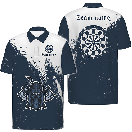 Marineblaues Dart-Polo-Shirt "Wikingerziel", personalisierbares Darttrikots für Männer, Herren Dartshirt vk728 - Outfitsuche