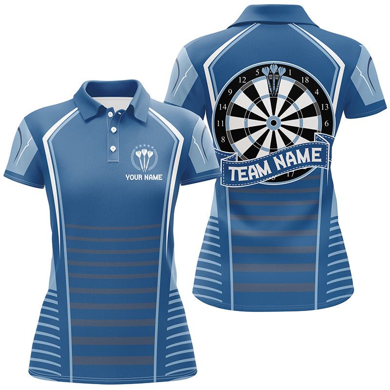 Personalisiertes blaues DamenPoloShirt mit Darts, individuell anpass