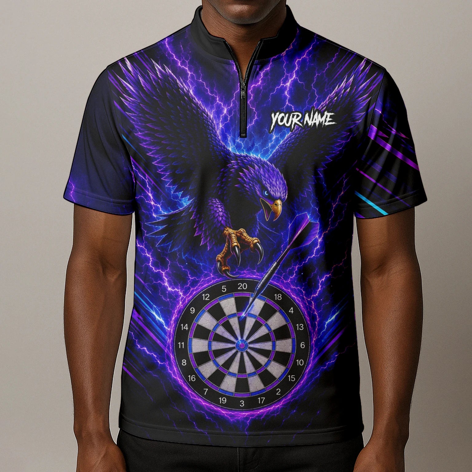 Personalisiertes Lila Adler-Blitz Dart Poloshirt für Herren U478