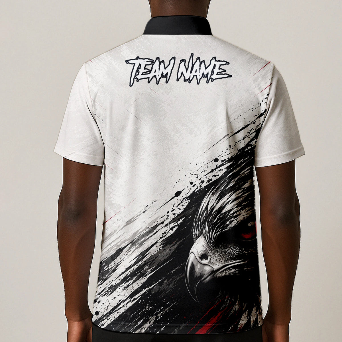 Personalisiertes Dartshirt mit weiß-schwarz-rotem Adler für Herren Z577