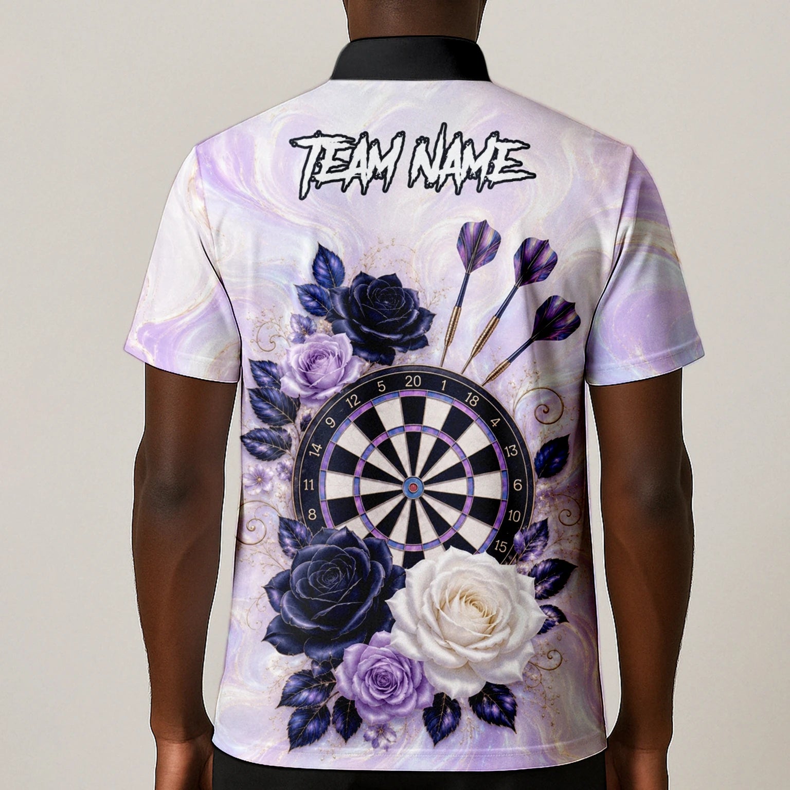 Personalisiertes Lila Marmor-Rosen Dart Poloshirt für Herren S206