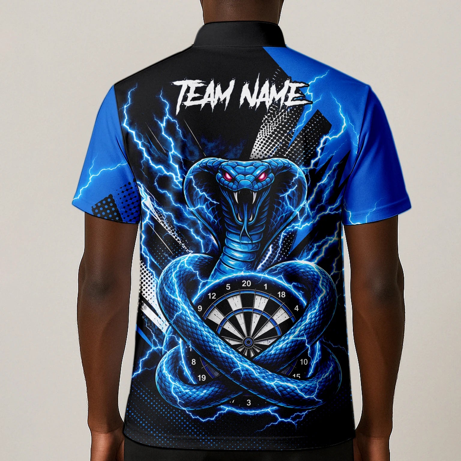 Personalisiertes Blaues Kobra-Blitz Dart Poloshirt für Herren S015