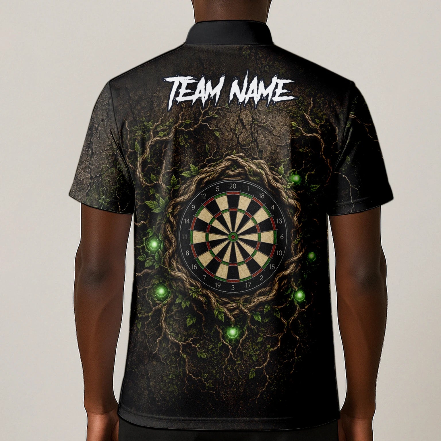 Personalisiertes Dunkelgrünes Baumwesen-Dartboard Dartshirt für Herren C913