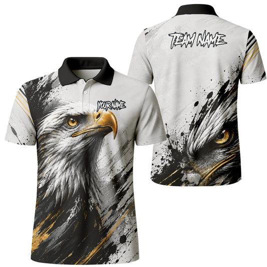 Personalisiertes Dartshirt mit weiß-schwarz-goldenem Weißkopfseeadler für Herren S805