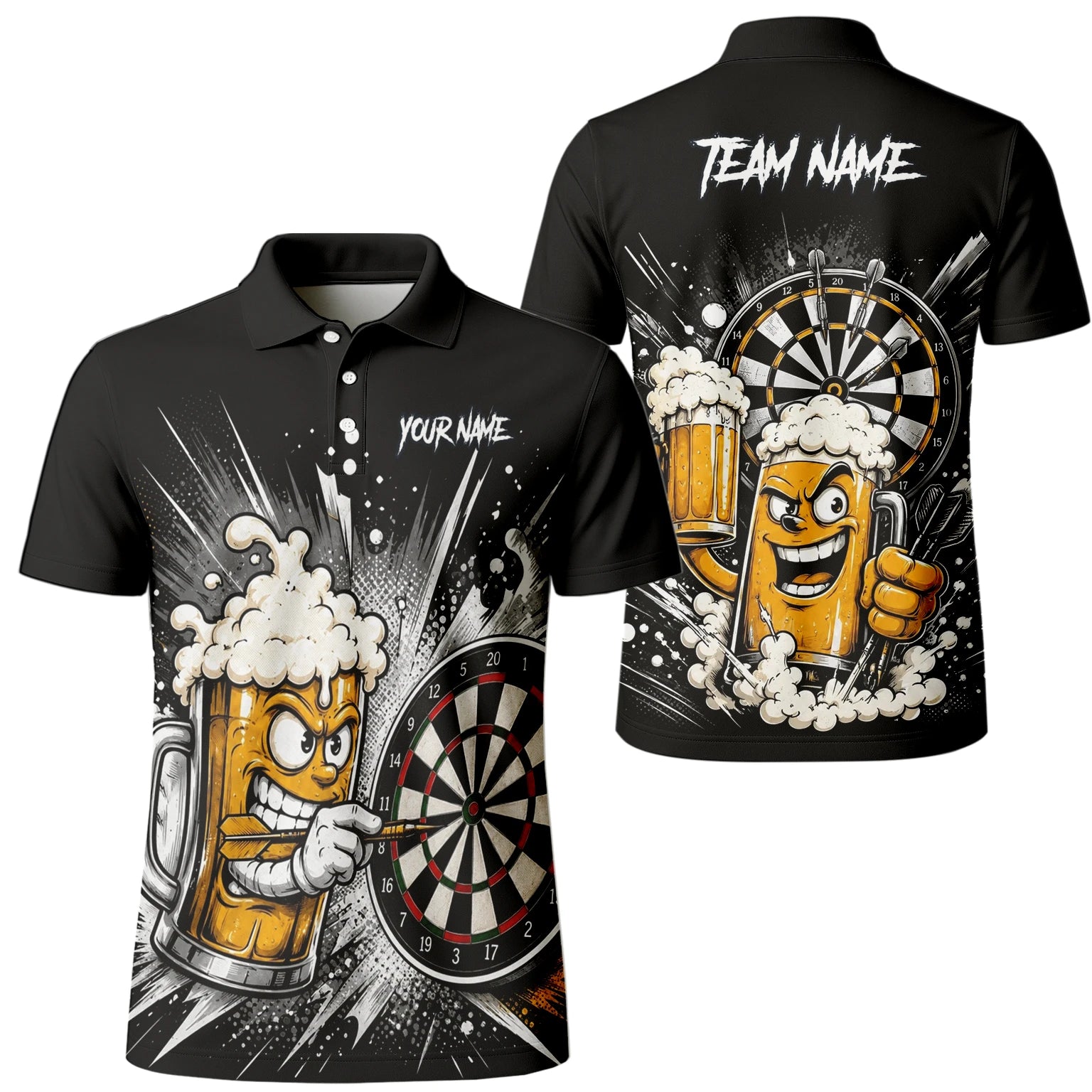 Personalisiertes Bierkrug Dart Poloshirt für Herren S555