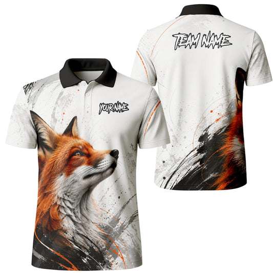 Personalisiertes Dartshirt mit weiß-schwarz-orangenem Fuchs für Herren D228