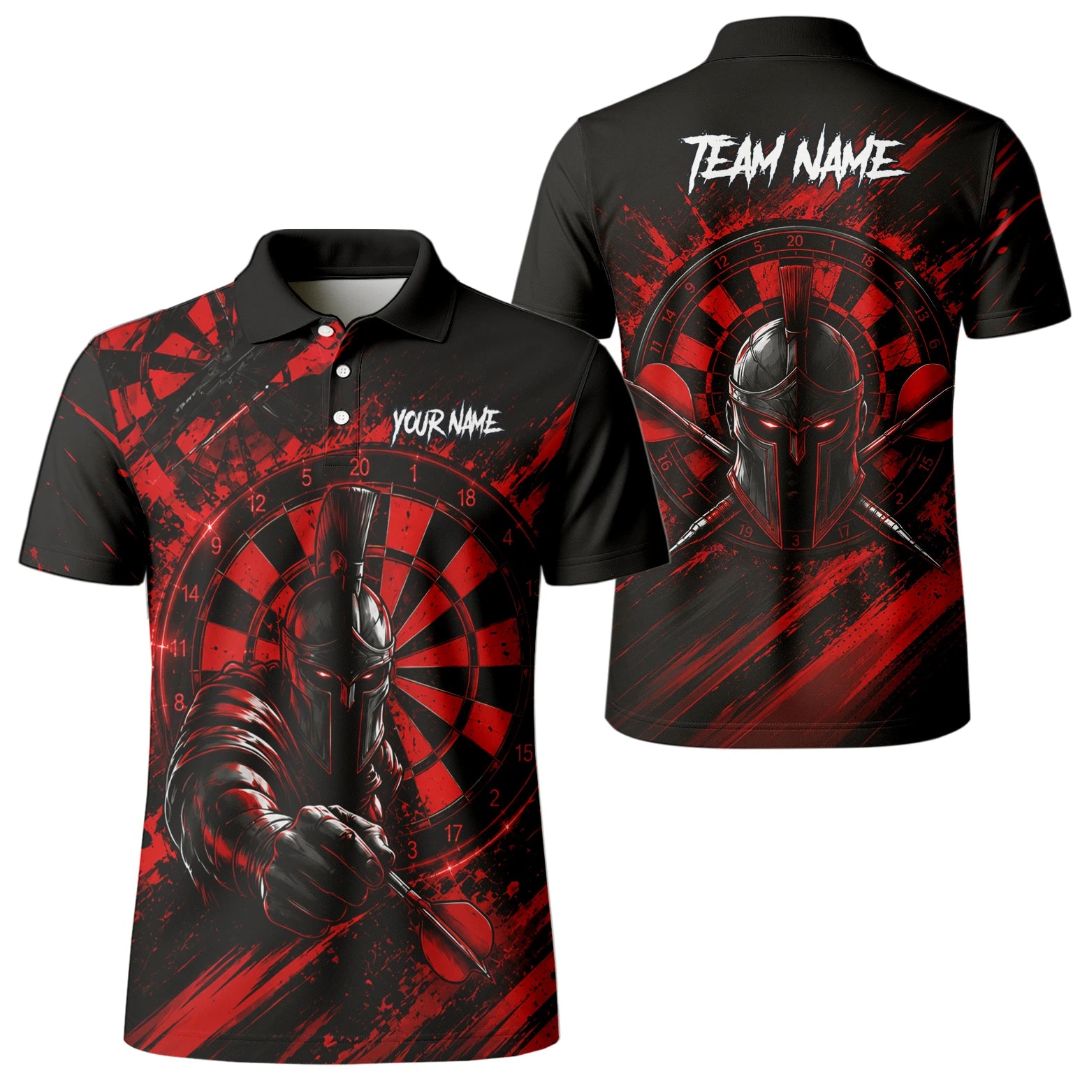 Personalisiertes Rot-schwarzes Spartaner Dart Poloshirt für Herren W276