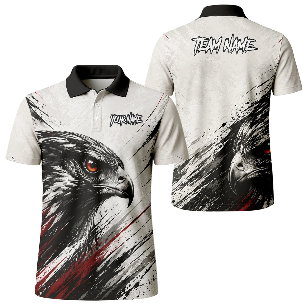 Personalisiertes Dartshirt mit weiß-schwarz-rotem Adler für Herren Z577