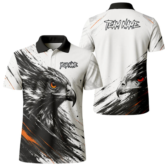 Personalisiertes Dartshirt mit weiß-schwarz-orangenem Adler für Herren V695