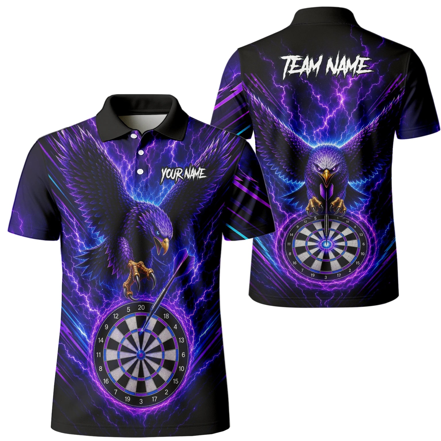 Personalisiertes Lila Adler-Blitz Dart Poloshirt für Herren U478
