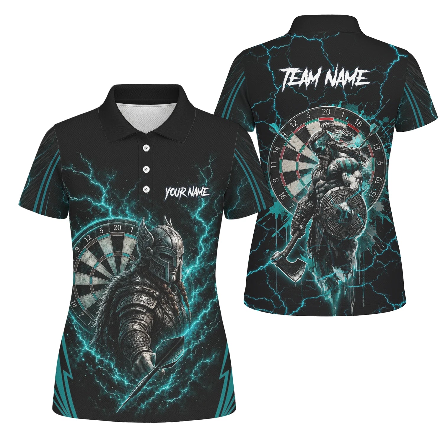 Personalisiertes Türkises Wikinger-Blitz Dart Poloshirt für Damen O328